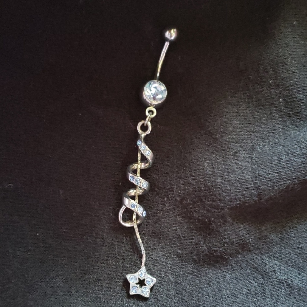 Periwinkle pave star belly ring
